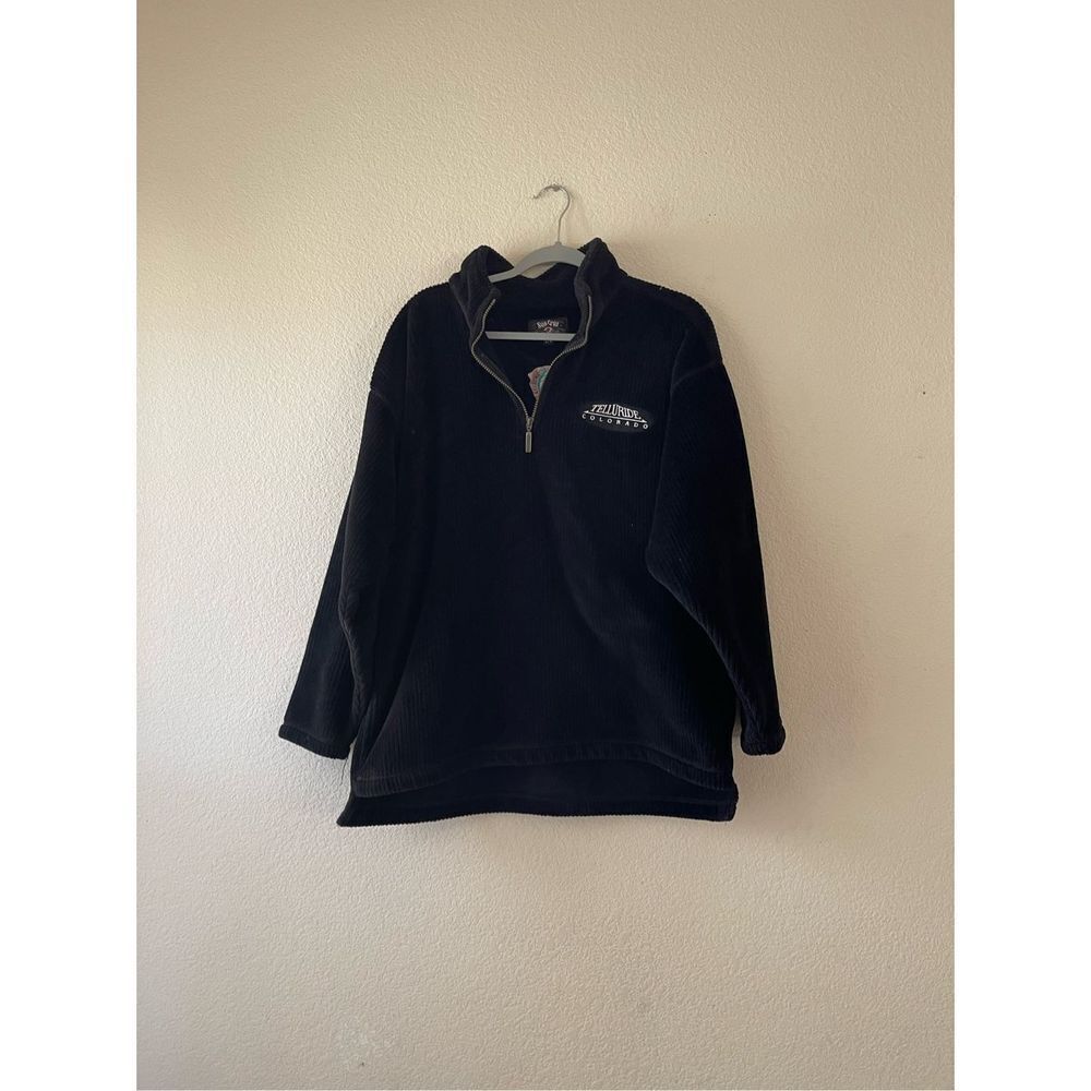 Vintage Colorado velour plush ribbed quarter‎ zip sweater size large